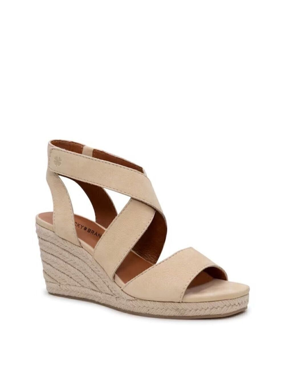 LUCKY Brand Women's "Mendona" Espadrille Wedge Sandals Sz 10 Open Toe Leather